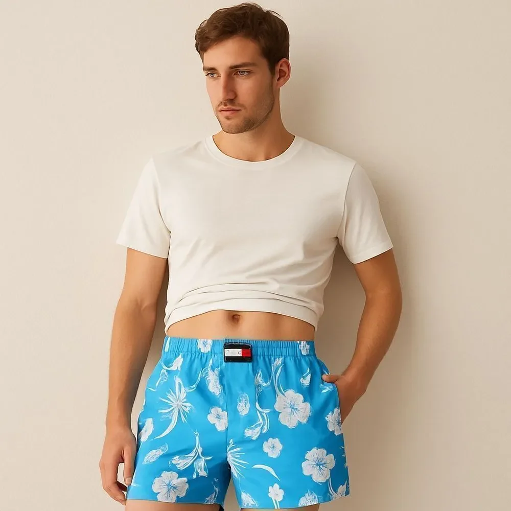 Tommy Hilfiger Vintage Blue Floral Men's Cotton Logo Boxers